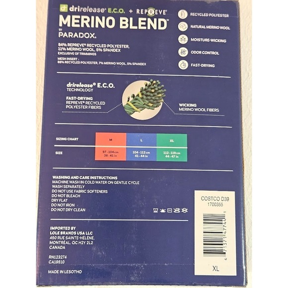 Paradox Men's 1/4 Zip Merino Blend Performance Base Layer Top, Black, Size XL - Picture 7 of 9